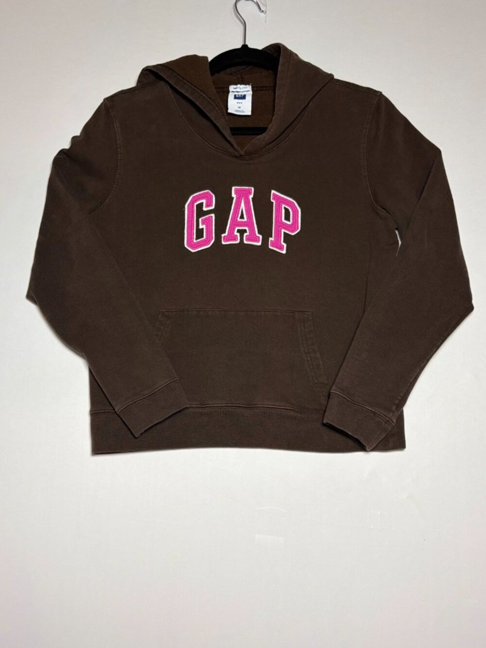 Vintage GAP Spellout Arch Logo Hoodie Brown Pink Size M